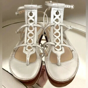 Gently Worn COACH Geralynn Silver Leather Sandals.
